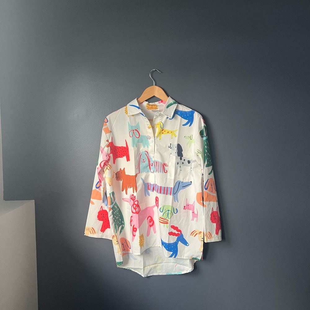 Colourful Dog Button Down Shirt (New)